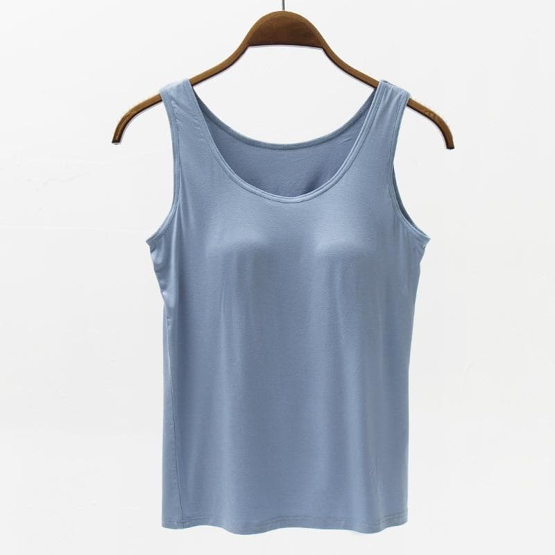 Women's Large Modal Camisole Lingerie Top for Summer with Five-Finger Cup Chest Pad and Wide Shoulder Straps - Multiple Color Options M