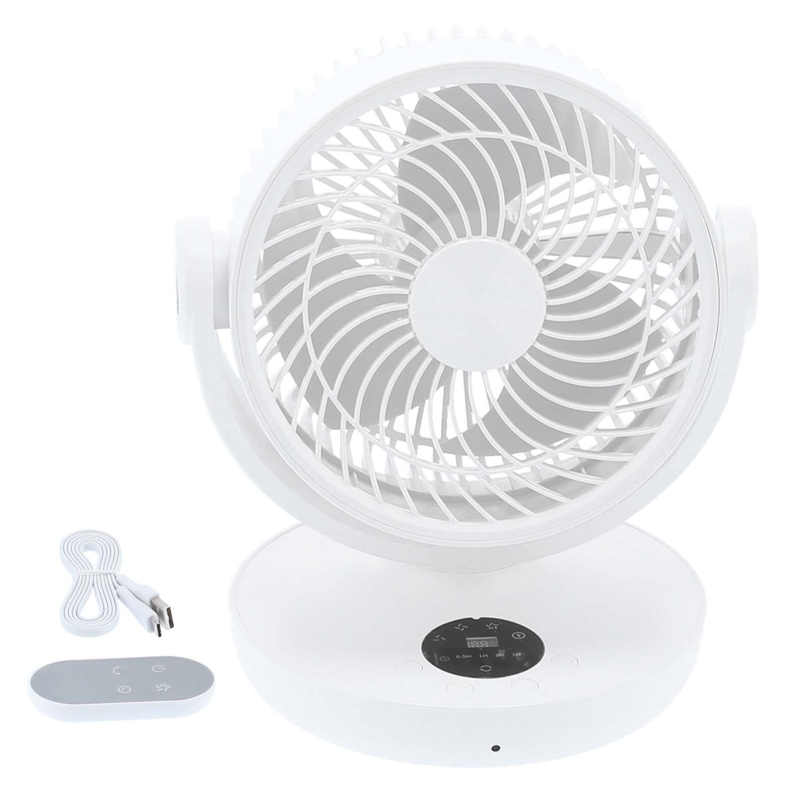 Electric Fan Remote Control Adjustable Electric Fan with Digital LED Display USB ChargingWhite white