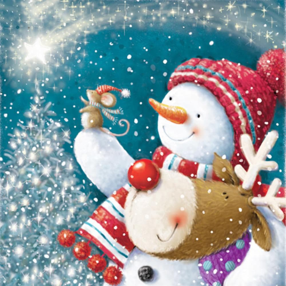 5d Diamond Painting Snowman Cartoon Full Drill Round Cross Stitch Embroidery Home Decoration 30x30CM