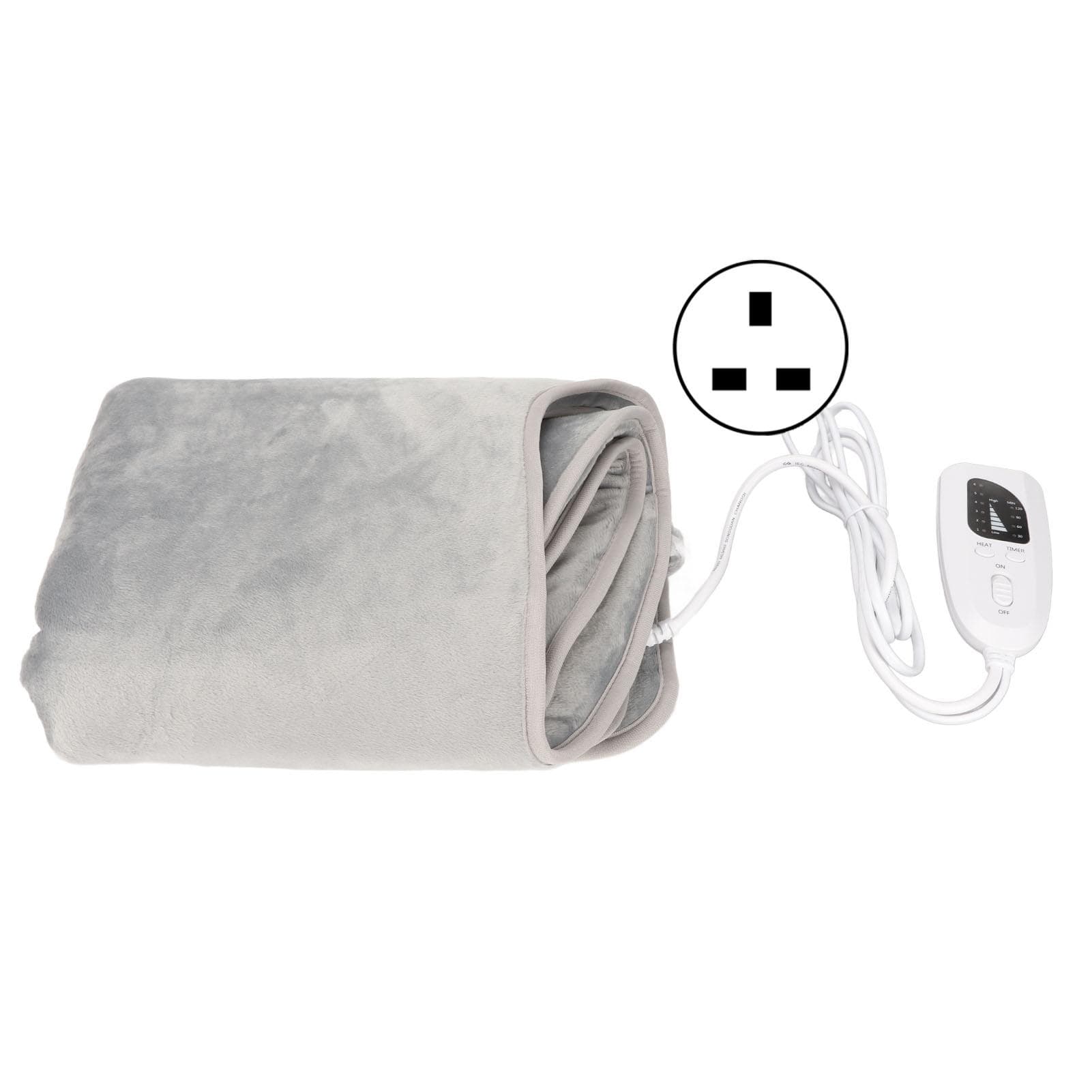 Heating Pad Plush Soft 6 Gears Adjustable Electric Heated Neck Wrap Shawl for Leg Shoulder Silver UK Plug