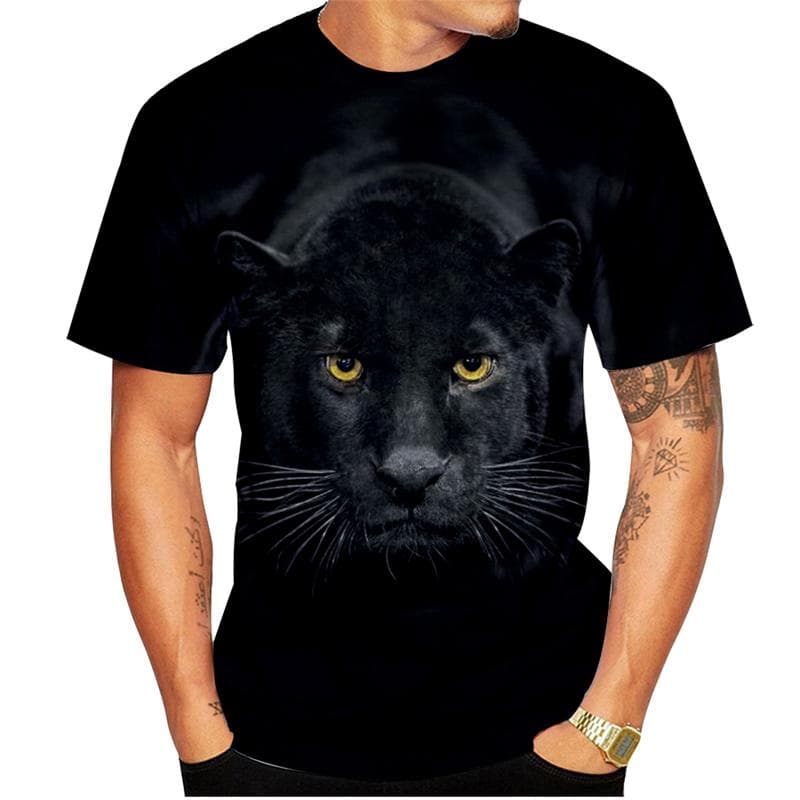 Summer New Panther Print T-shirt Men's Women's Animal Pattern Short Sleeve Casual Street Men's Tops O-Neck Quick Drying T-shirts 4XL
