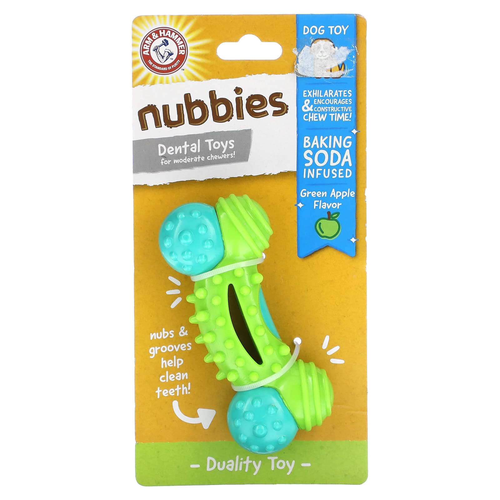 Arm & Hammer, Nuubbies, Intermediate Dental Toy, Duality Toy, Green Apple, 1 toy