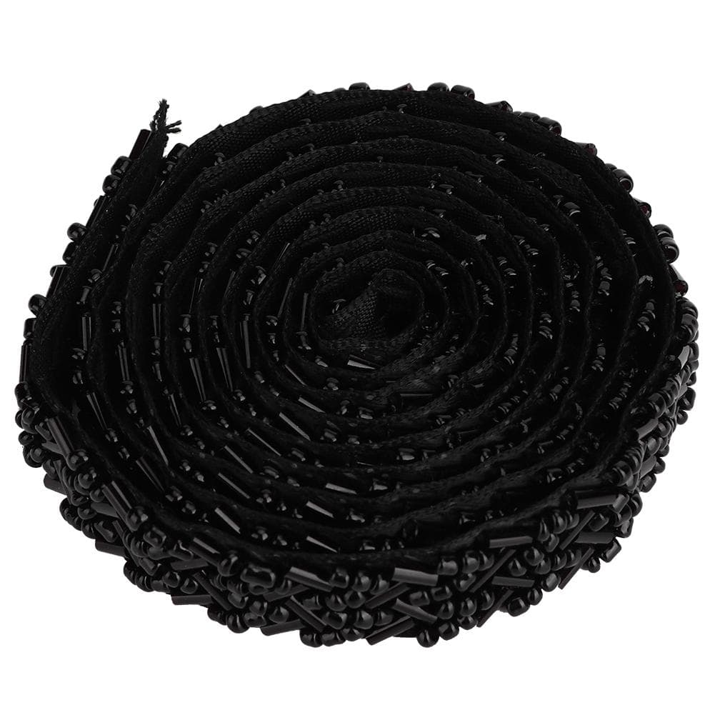 1 Yard Pearl Ribbon Tape DIY HandMade Clothes Embroidered Sewing Decoration Accessories(1.5cm Black