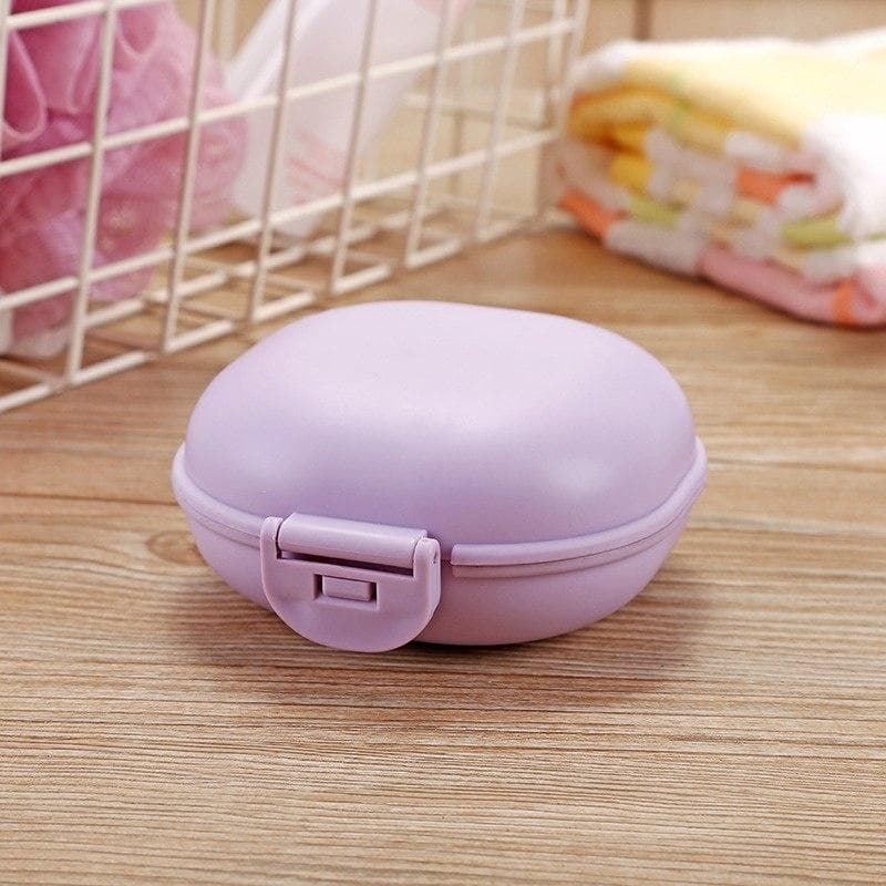 Portable Candy Color Soap Box Home Shower Travel Hiking Soap Dish Bathroom Supplies purple