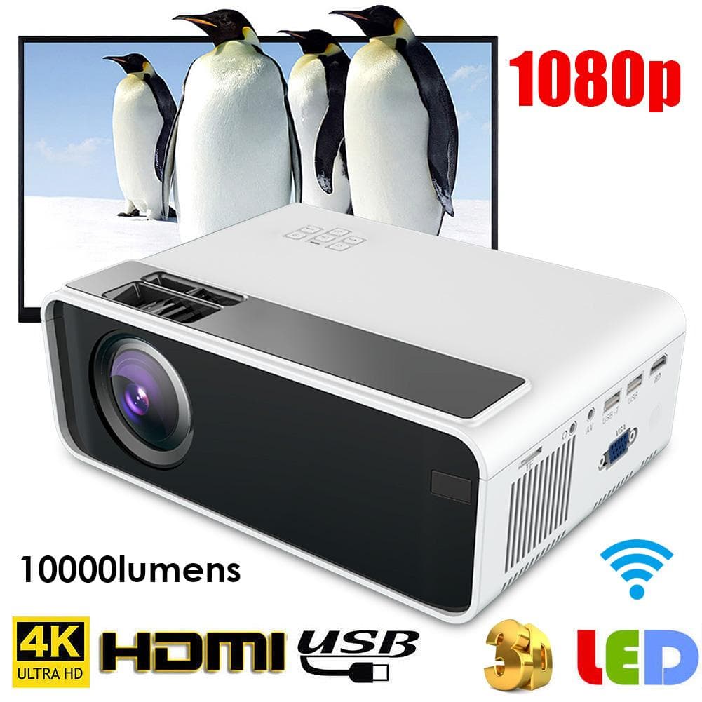 Mini HD 1080P LED Smart Projector Home Theater HDMI Home Beamer 480P - UK Plug