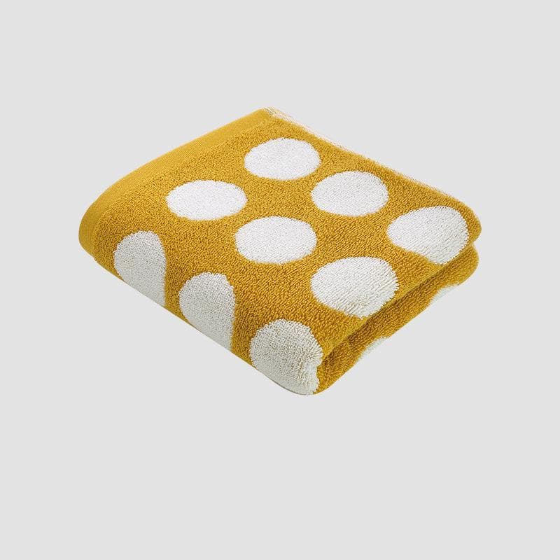 Retro Cotton Towel Dots Stars Striped Heart Pattern Soft Face Towel Super Absorbent Thick Hand Towels for Bathroom Kids Adults 1pc 35x75cm yellow