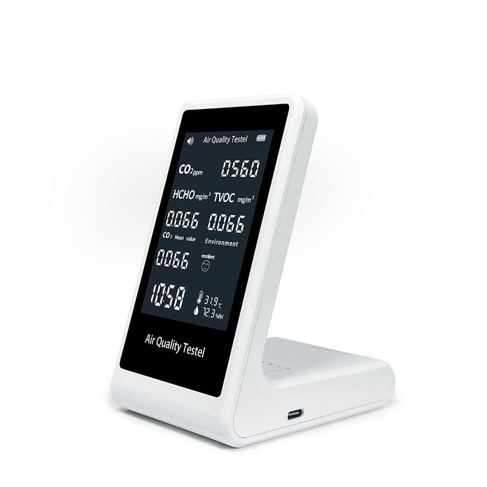 Indoor Portable CO2 Detector Multifunctional Thermohygrometer Home Digital Air Detector Intelligent black white