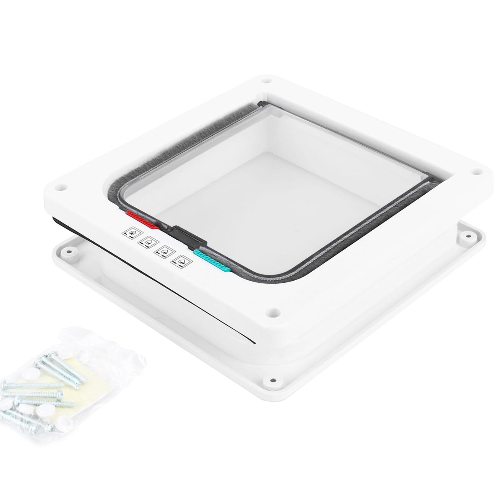 M Size 4 Way Lockable Pet Cat Small Dog Flap Door For Pet Care white