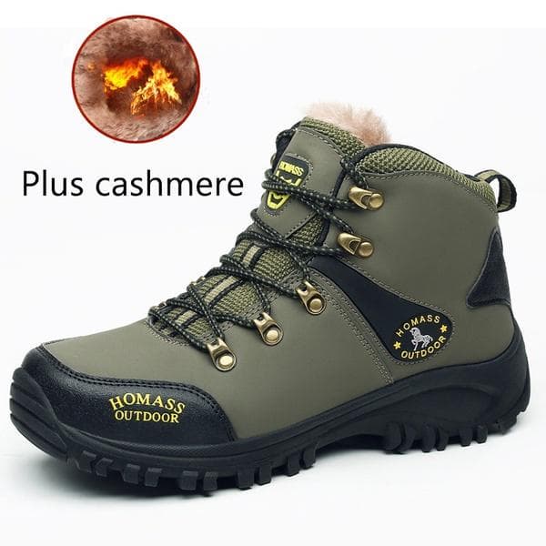 38-46 Snow Boots for Men Hiking Boots Men's Winter Warm Outdoor Sports Boots 42 army green