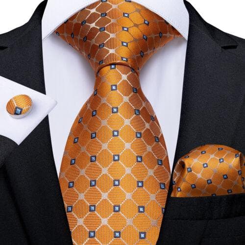 DiBanGu Mens Silk Necktie Set Striped Paisley Solid Tie Pocket Square Cufflinks N-7166