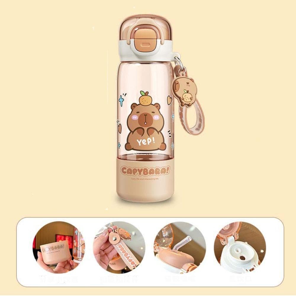 Plastic Water Bottle Cartoon Capybara Outdoor Beverage Cup Kawaii Straw Cup 05-510ml