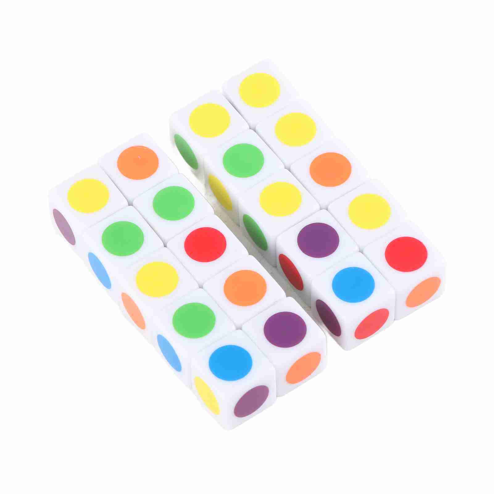 20Pcs Color Dot Dice 6 Colors Right Angle Teaching Dice for Board Games Digital Teaching