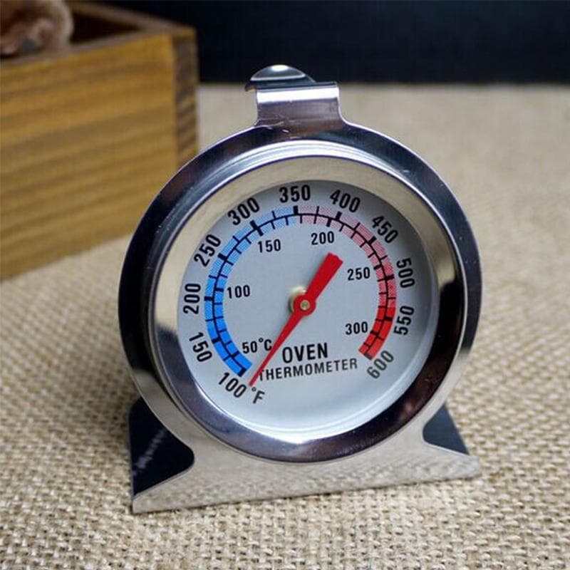 1 Pcs Oven Thermometer Stainless Steel Oven Thermometer Base Type Kitchen Cooking for BBQ Baking 50-300°C/100-600°F silver