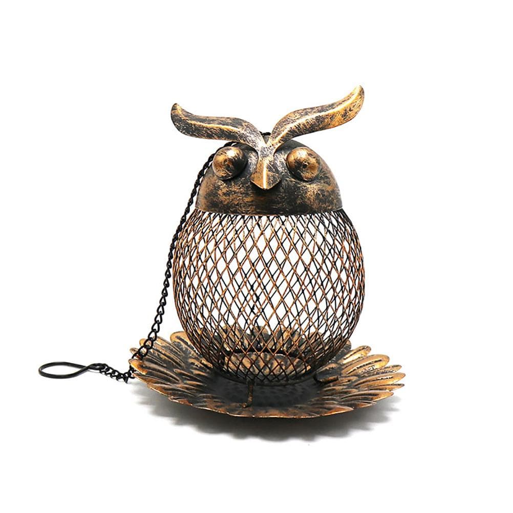 Wild Bird Feeder Owl Shape Hanging Metal Mesh Bird Feeder for Outdoor Garden Yard Decoration