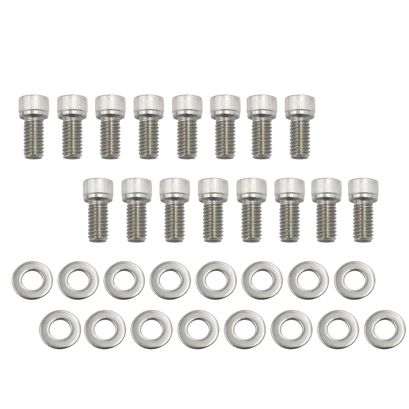 SBF HEADER BOLTS STAINLESS STEEL KIT SMALL BLOCK Replacement for FORD 260 289 302 351W 351C 5.0L silver