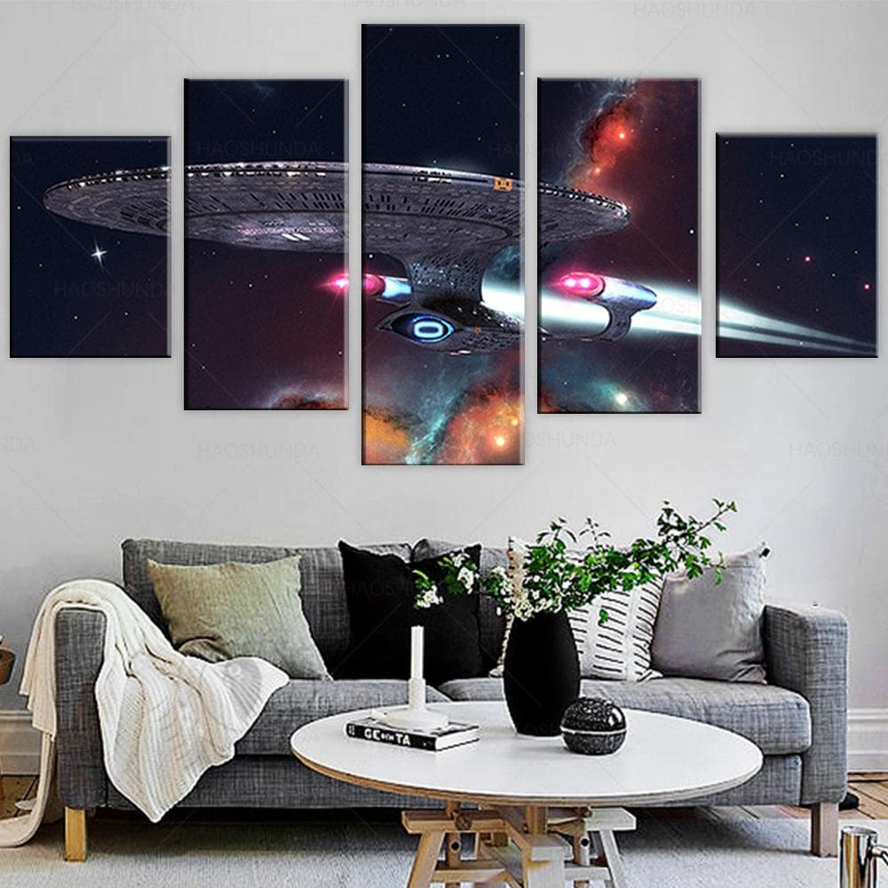 5pcs Universe Spaceship Fantasy Art Painting star trek movie poster HD Canvas Wall Art Paintings for Living Room Wall Decor 30x40cm*2 30x60cm*2 30x80cm*1