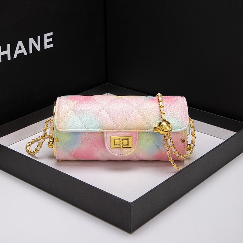 Caviar Diamond Check Women's Bag Gold Ball Chain Cylinder Bag Shoulder Underarm Bag Crossbody Bag