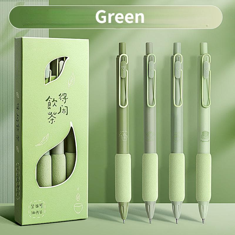4PCS/Pack 0.5MM Gel Pen For Students Writing Pen Black Ink Stationery Pen Office School Supplies green