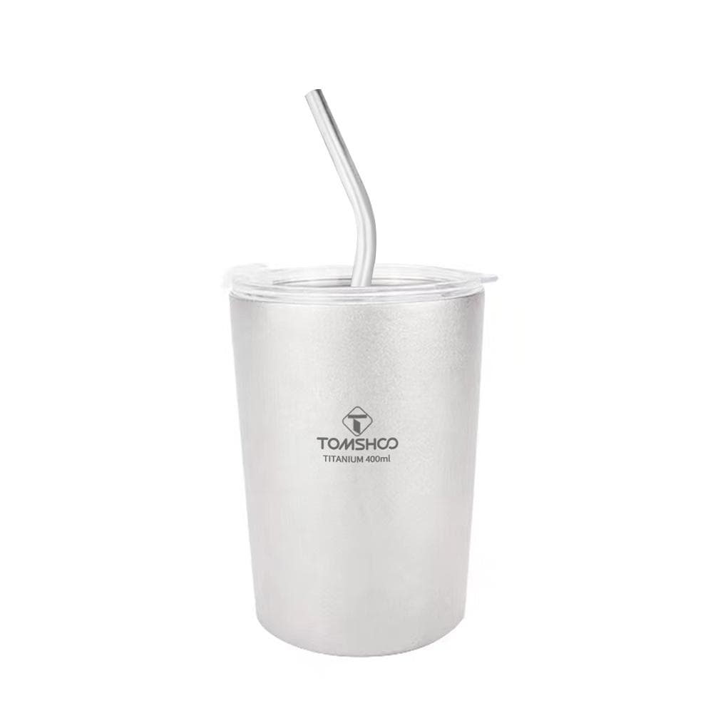 TOMSHOO Titanium Cup Lightweight Camping Cup Durable Outdoor Cup Titanium Crystal Milk Tea Cup silver