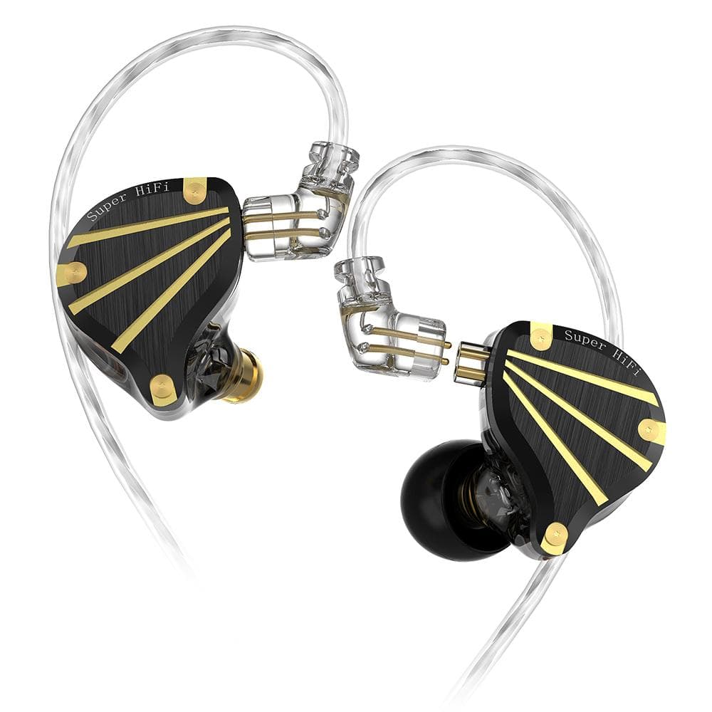 QKZ In-ear Wired Earphones Monitor Headphones Changeable Cable HIFI Professional Level Mic version black