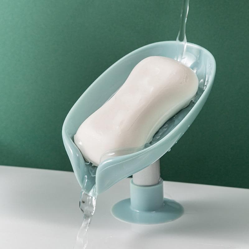 Leaf Shape Soap Box Drain Soap Holder Box Bathroom Shower Soap Holder Sponge Storage Plate Tray Bathroom Supplies Bathroom Gadge green