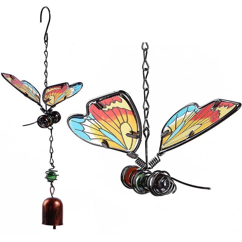 1Pcs 3D Butterfly Iron Crafts Creative Metal Colored Painting Pendant Outdoor Wall Hanging Classic Handmade Ornament 30cm*10cm