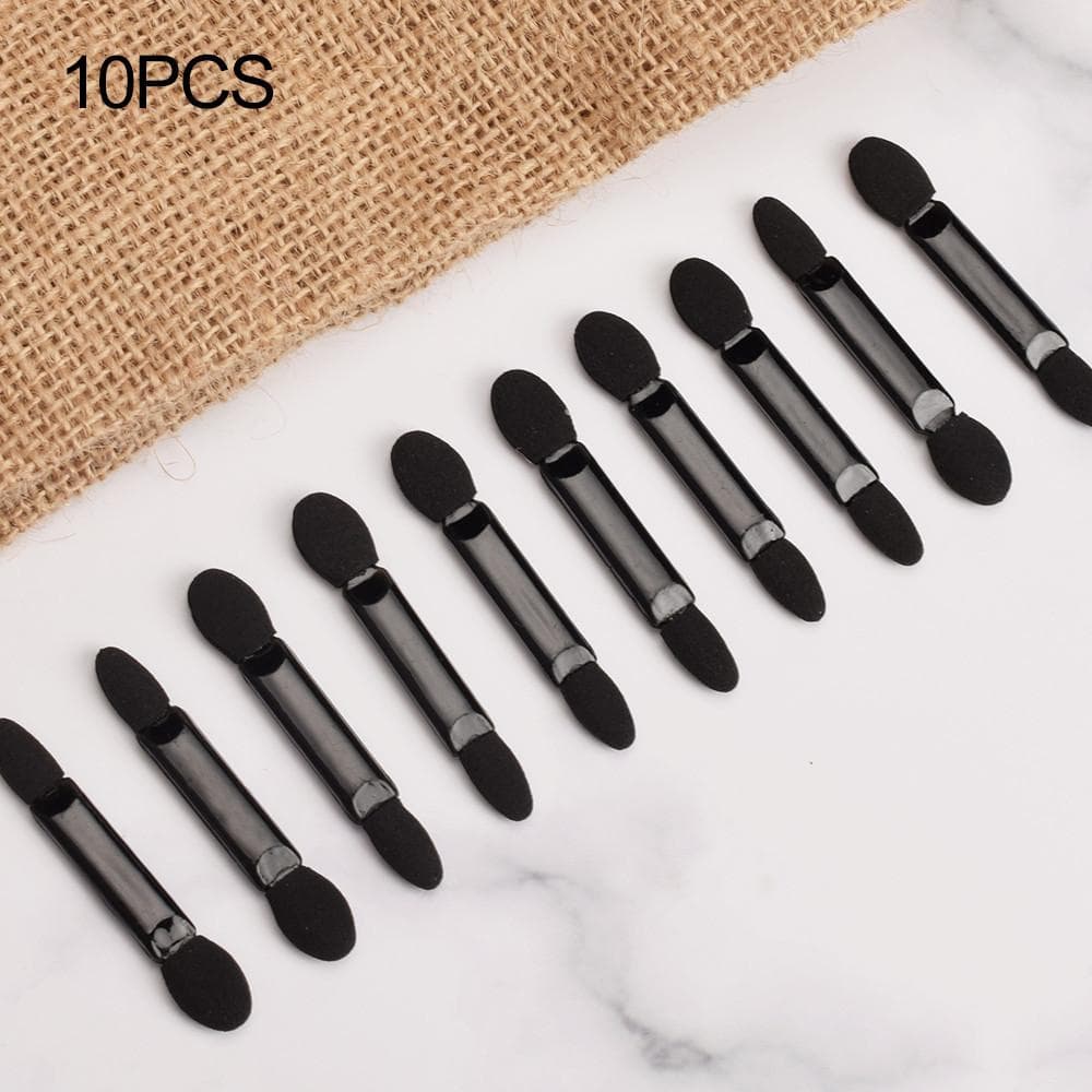 10Pcs Makeup Double-end Eye Shadow Eyeliner Brush Sponge Applicator Tool black