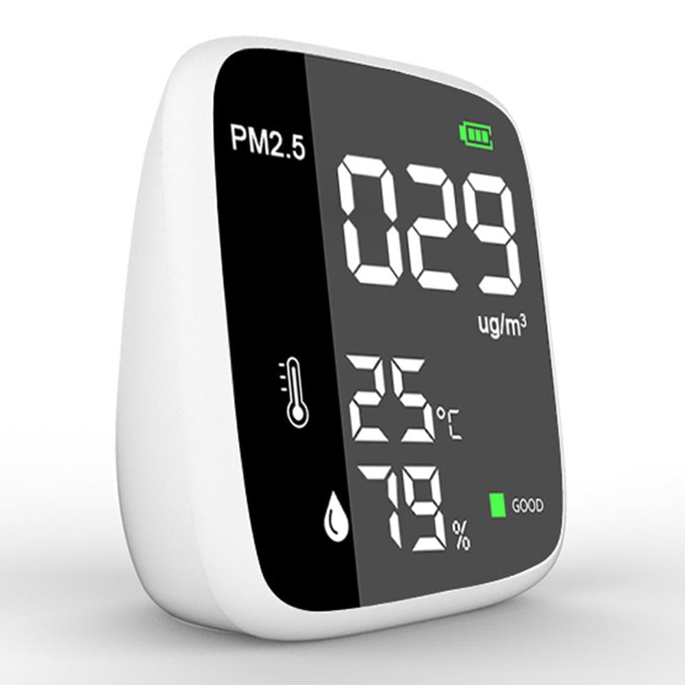 Portable USB Rechargeable PM2.5 Detector Multifunctional Thermohygrometer Home Air Detector Indoor black white