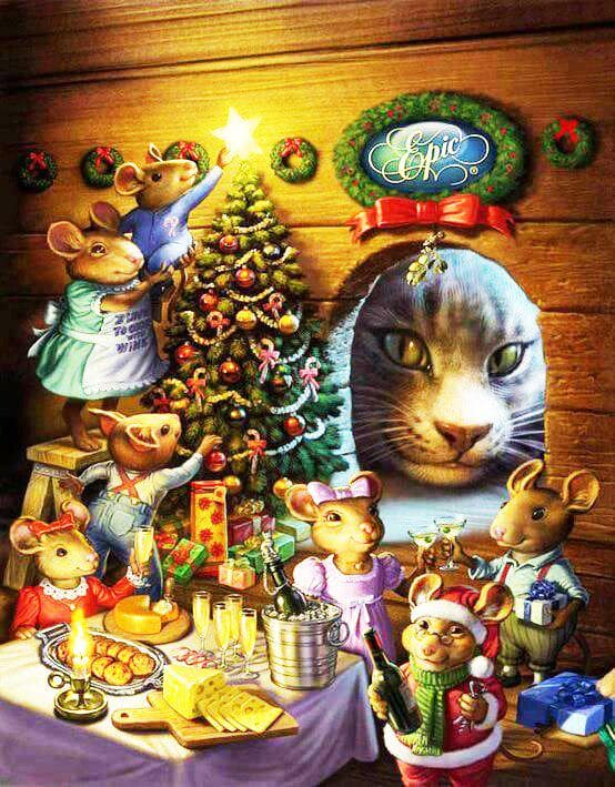 5D DIY Diamond Painting Christmas Cat Mouse Diamond Rhinestone Embroidery Cross Stitch 20X30CM
