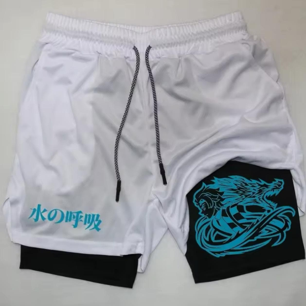 Cartoon Printed Shorts Men's Summer Double Layer Two-in-one Fitness Sports Casual Pants 3XL