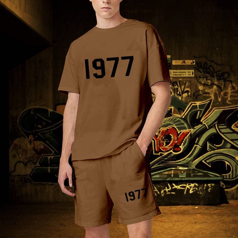 1977 Luxury Men Short Sets Women Designer Clothes Graphic Oversized Harajuku y2k T Shirt Shorts Brand High Quality XL