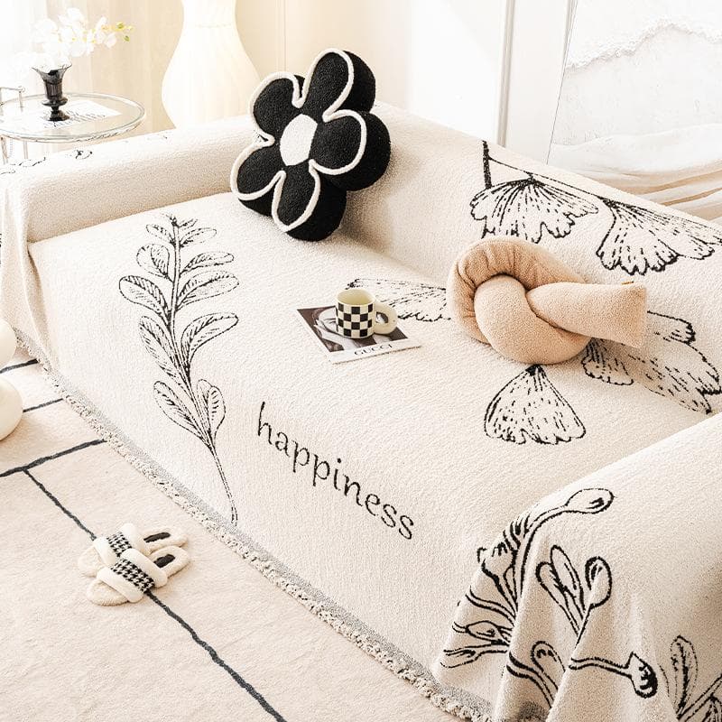 Sofa Cover Cloth Autumn Winter Thicken Plush Jacquard Line Piece Cloth Dust-proof Anti Slip Multifunctional Nap Blanket Cushion 180x130cm1pcs
