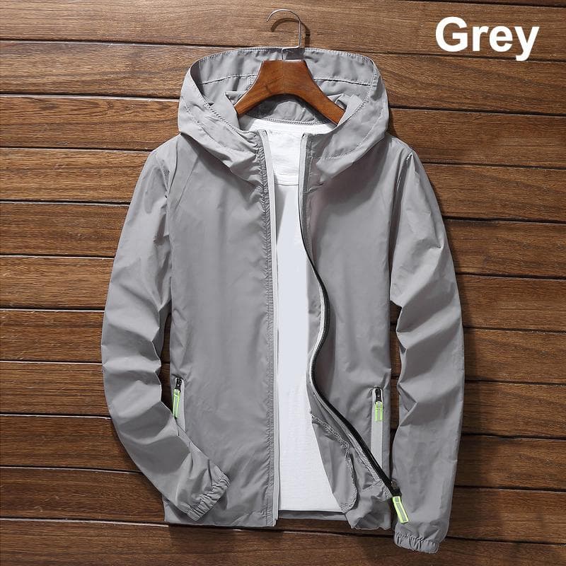 Men Zipper Jacket Outwear Coat Windbreaker Casual Male Spring Autumn Bomber Jackets XL grey