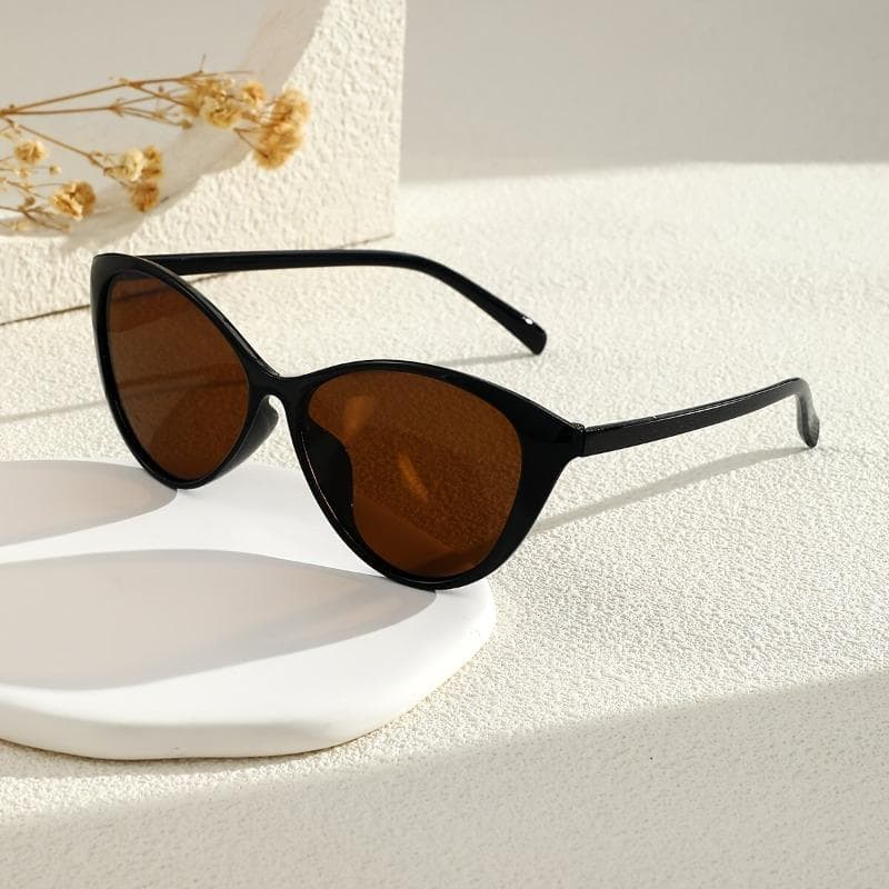 Trendy Cat Eye Glasses for Women Black Plastic Frame Golden Accents Decorative Lenses Fashion Eyewear