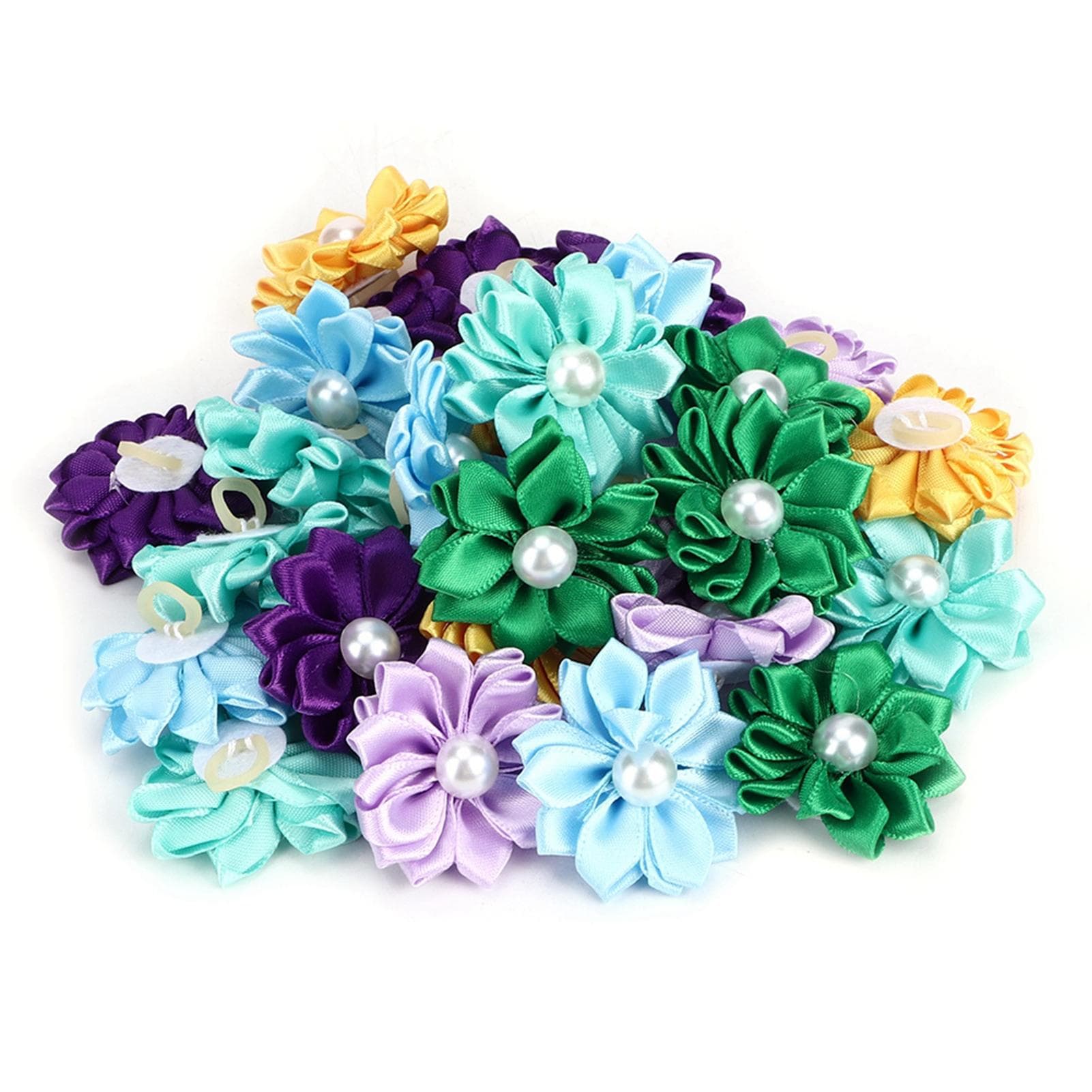 30Pcs Pet Multicolor Flower Hair Bows Grooming Accessories for Cat Medium Small Dog