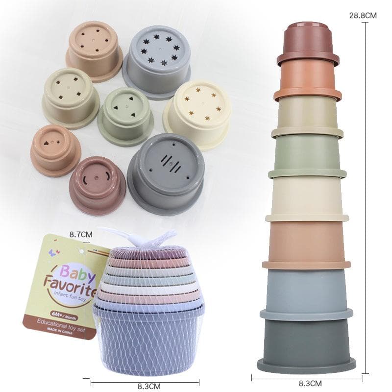8pcs Set Rabbit&Hamster Snack Cups Stacking Cups Toy Mixed Color Plastic Nested Cups for Recognition Bath Play one-size&8pcs/pack