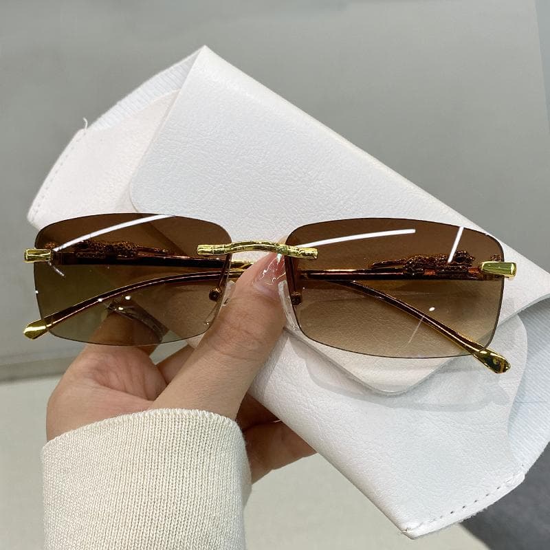 KAMMPT Square Rimless Sunglasses Women Men Retro Fashion Ocean Lenses Trend Designer Shades Eyewear