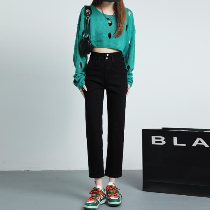 Straight Jeans for Women In Autumn and Winter, Small Tall Waist, Slim for Women In Autumn and Winter, Smoke Pants for Women In Autumn and Winter 3XL