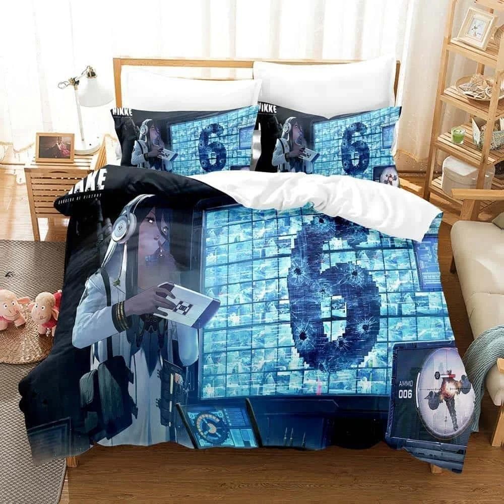 3D Print Anime Goddess of Victory Nikke Bedding Set Single Twin Full Queen King Size Bed Set Aldult Kid Bedroom Duvetcover Sets 70x133cm 2pcs