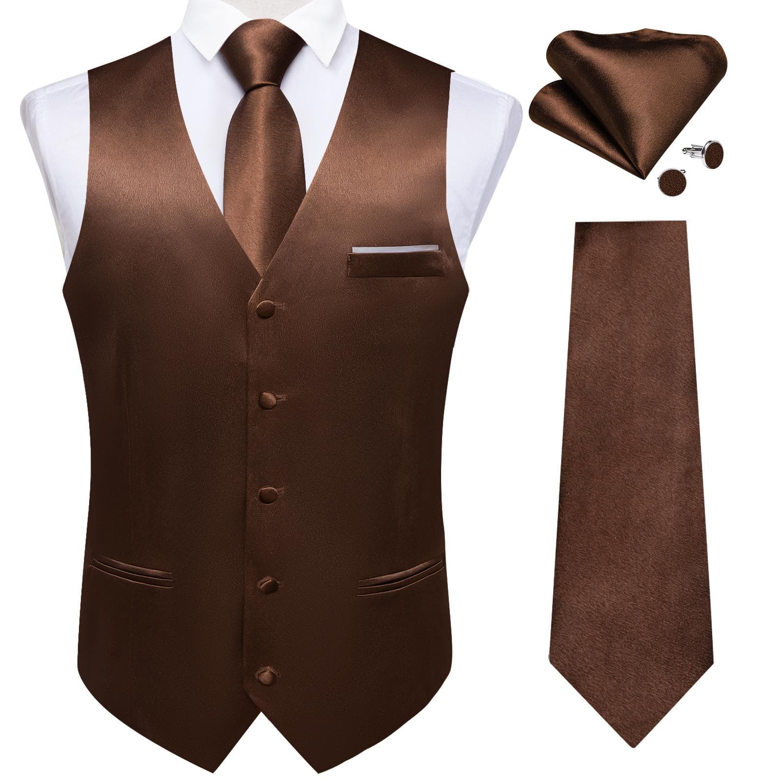Dibangu Mens Yellow Paisley Vest Suit Waistcoat Hanky Cufflinks Tie Set Wedding 2XL