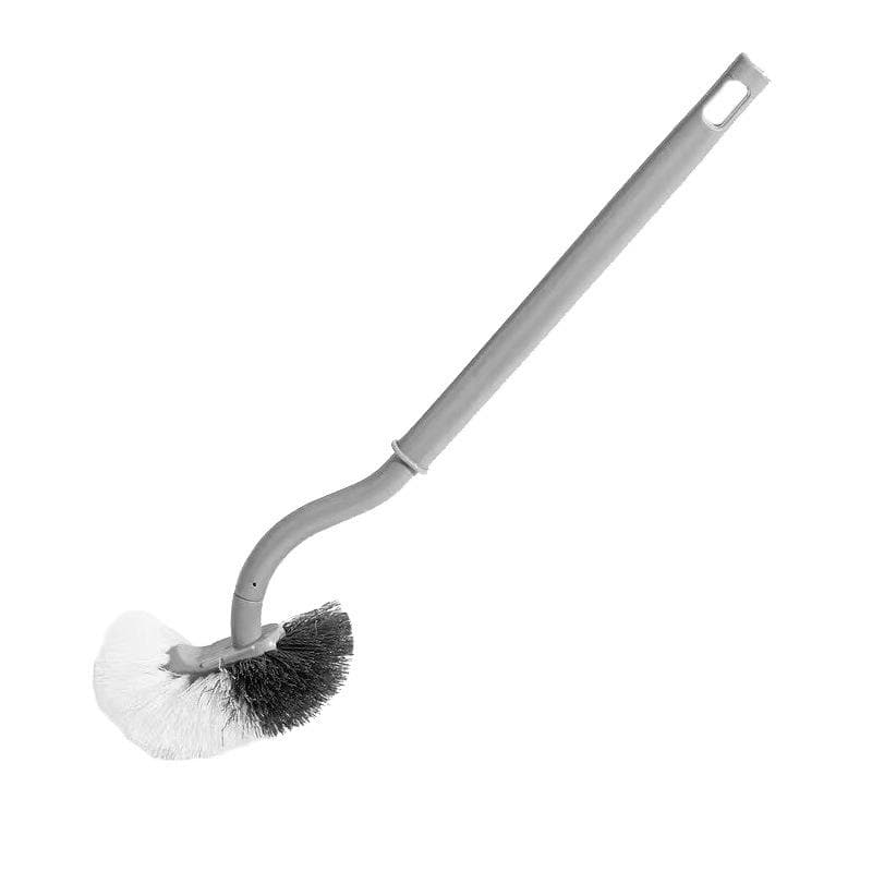 Ergonomic C-Type Head Toilet Brush with Long Handle - Manual Deep Groove Cleaning for Bathroom, Toilet, Kitchen, Bedroom, Car - Reusable, Portable grey