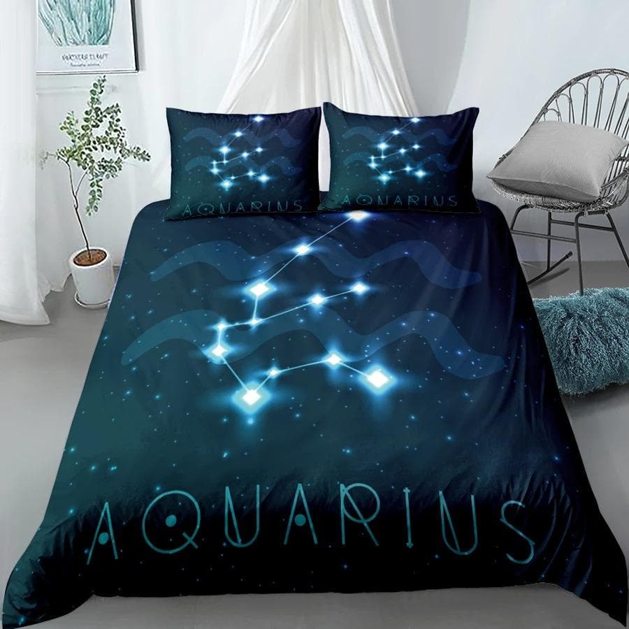 Aquarius Sign Zodiac Bedding Set King Queen Double Full Twin Single Size Duvet Cover Pillow Case Bed Linen Set 70x133cm 2pcs