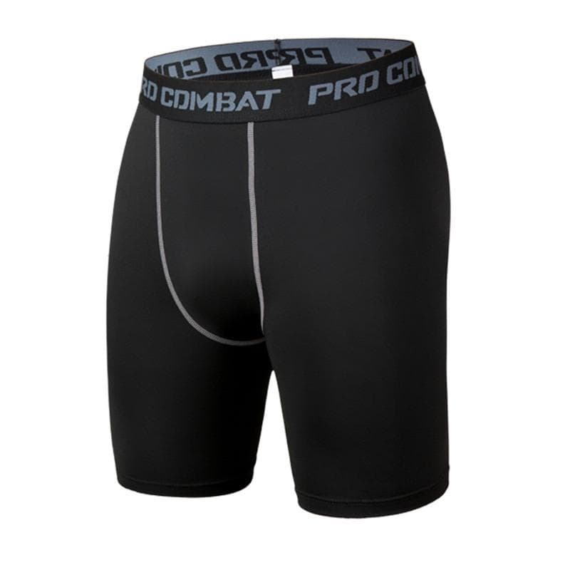 Men Leggings Base Layer Skinny Compression Sports Shorts Gym Fitness Training Running Bottom Pants Tights Basketball Undershorts L black