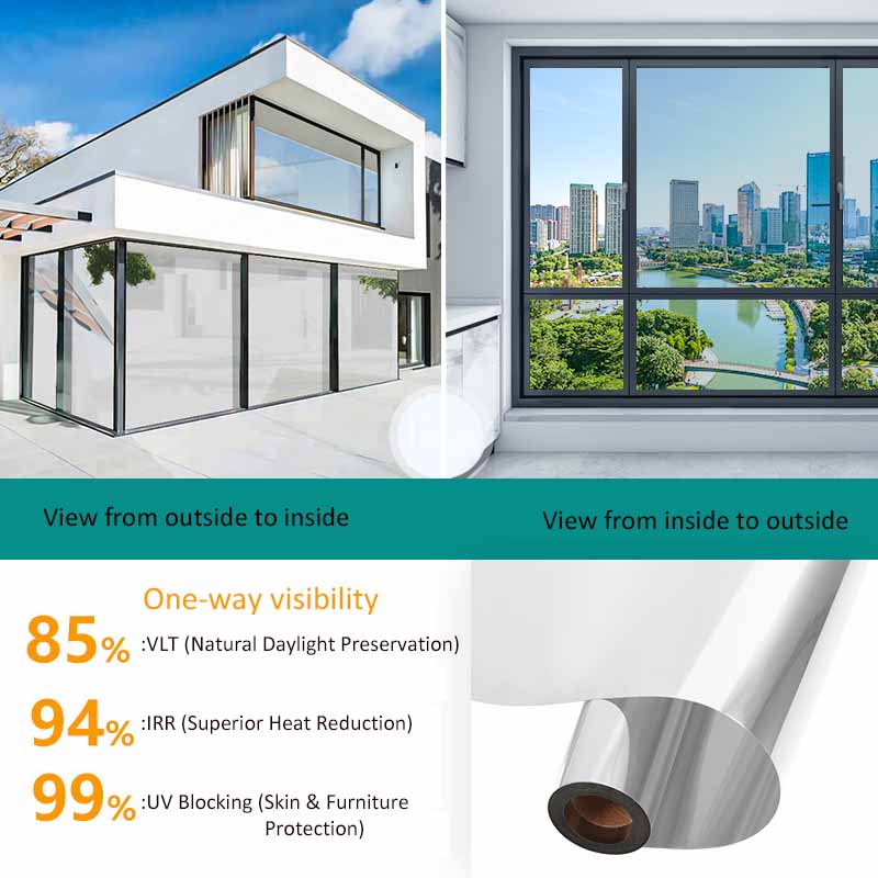 Heat Insulation Window Privacy Film Anti-Glare One-Way Mirror Solar Film Home Shop Windows UV Blocking 50cm*2m