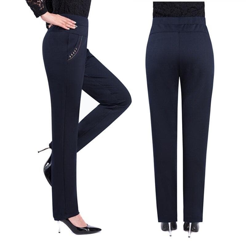 Casual Pants Woman Fashion High Waist Elegant Slim Black Straight Pants Large Size Trousers XXXXL navy blue