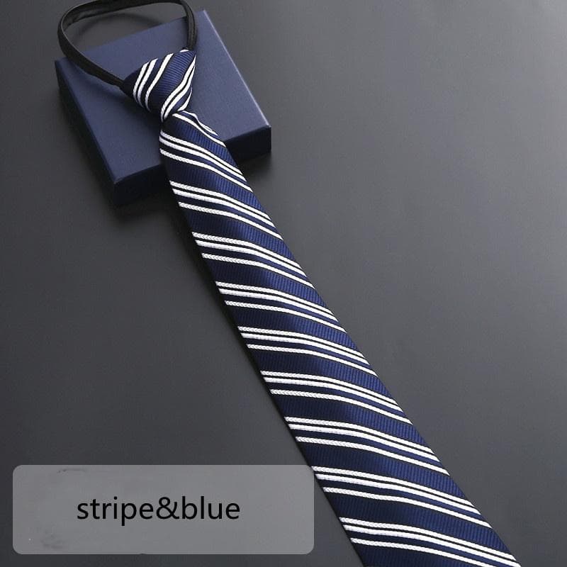 8 Colors Men's Business Tie Print Zipper Tie Groom's Wedding Stripe Tie Fashion Neckties