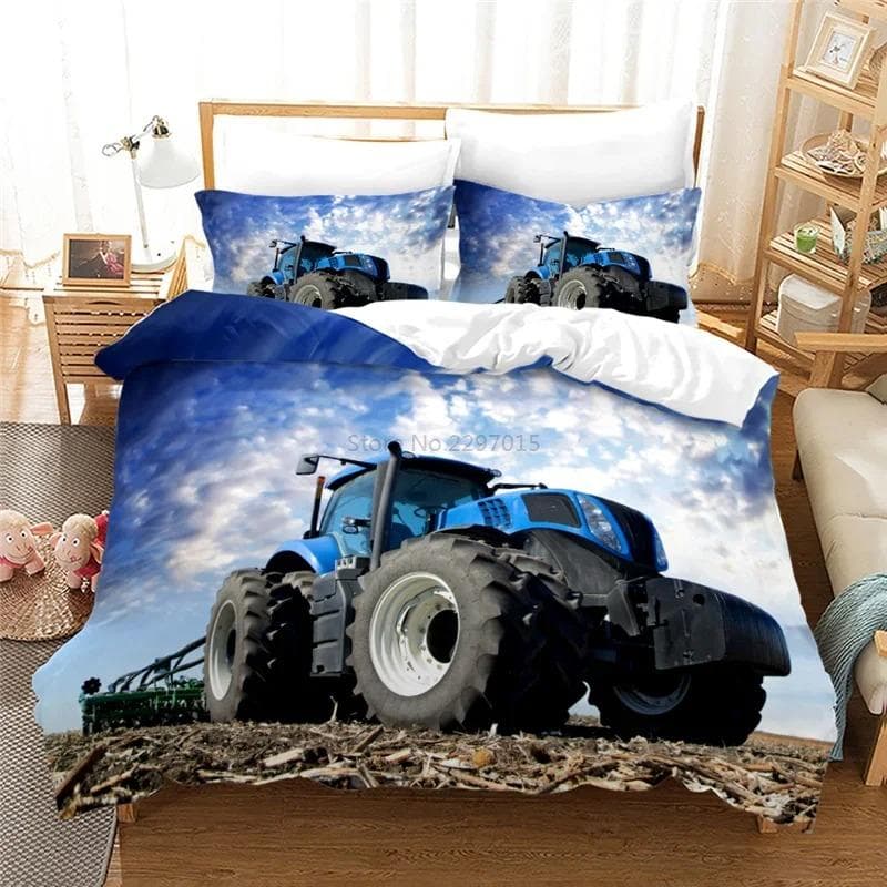 Farm Tractor 3d Bedding Set Duvet Cover Set with Pillowcase Home Textile Twin Full Queen King Bedclothes for Family Home Decor AU Single 140x210cm