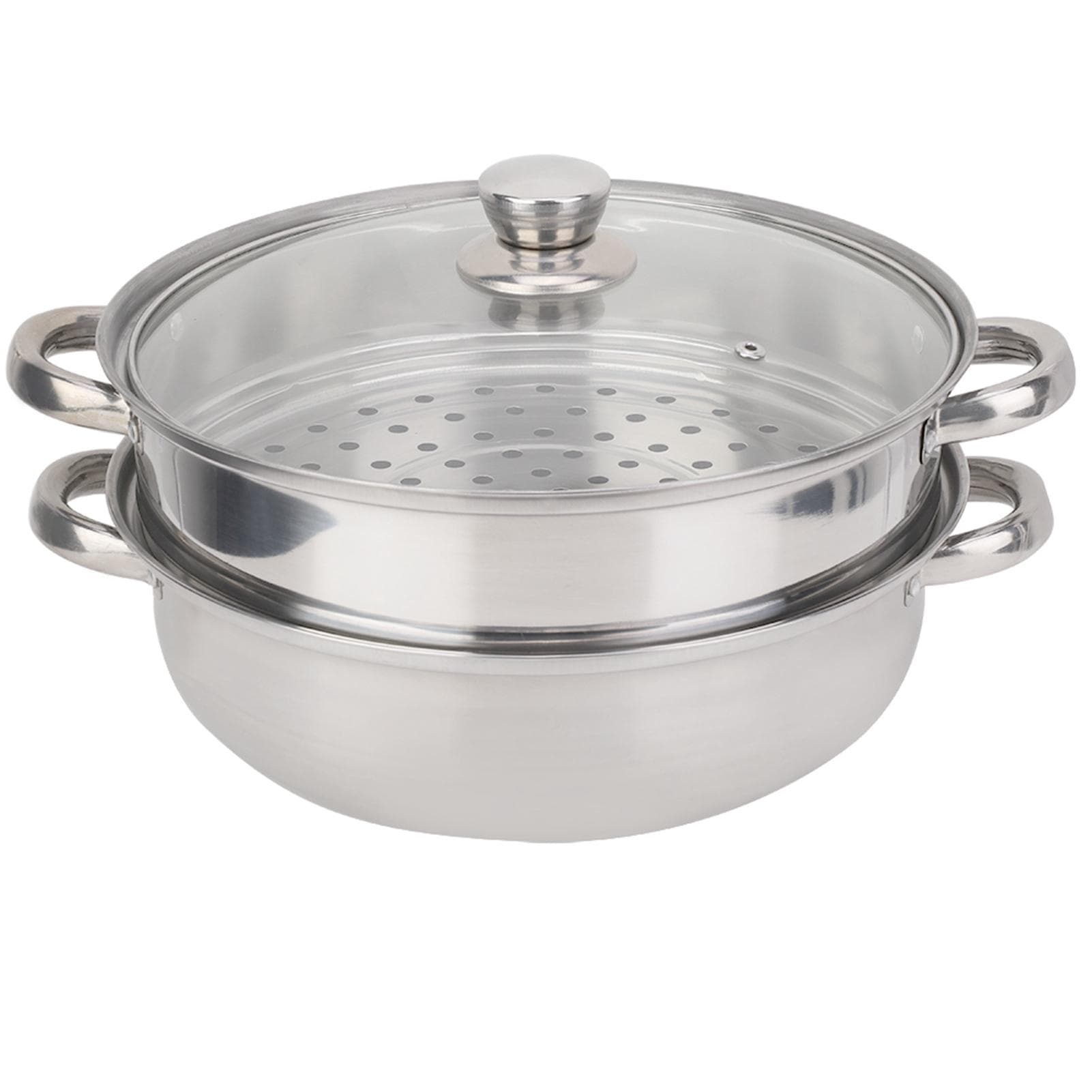 Stainless Steel Cookware 27cm/11in 2-Layer Steamer Pot Cooker Double Boiler Soup Steaming Pot L
