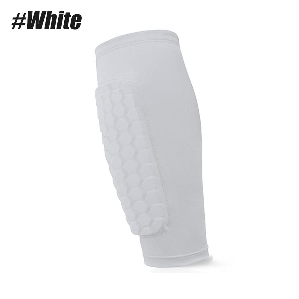 1Pcs Soccer Shin Guards Calf Compression Sleeve With Honeycomb Pads Protective Shin Defender For Football Players L white