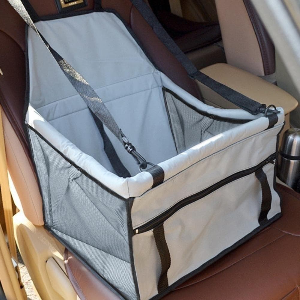 Pet Dog Car Carrier Seat Bag Waterproof Basket Folding Hammock Pet Carriers Bag for Small Cat Dogs Safety Travelling Mesh Bag grey